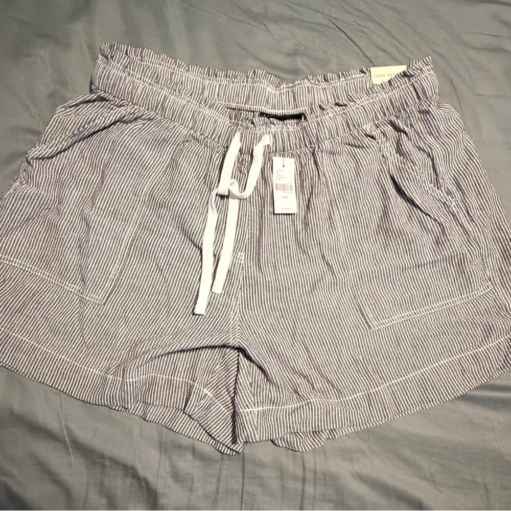 Lane Bryant Black and White Striped Women's Cargo Shorts